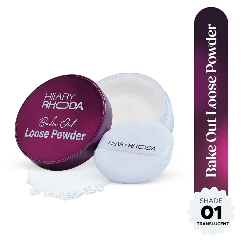 Hilary Rhoda Bake Out Loose Powder | Setting Loose Powder for Face | Matte Finish & Lightweight Loose Powder | Hides Imperfections | Oil Control Formula | 10gm (Tanslucent | Shade 01) thumbnail 2